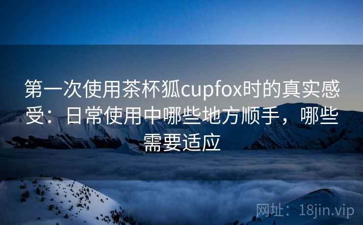 第一次使用茶杯狐cupfox时的真实感受：日常使用中哪些地方顺手，哪些需要适应-第1张图片